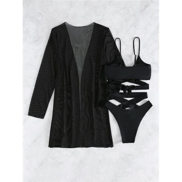 3pcs Criss Cross Bikini Set - Picture 4 of 7